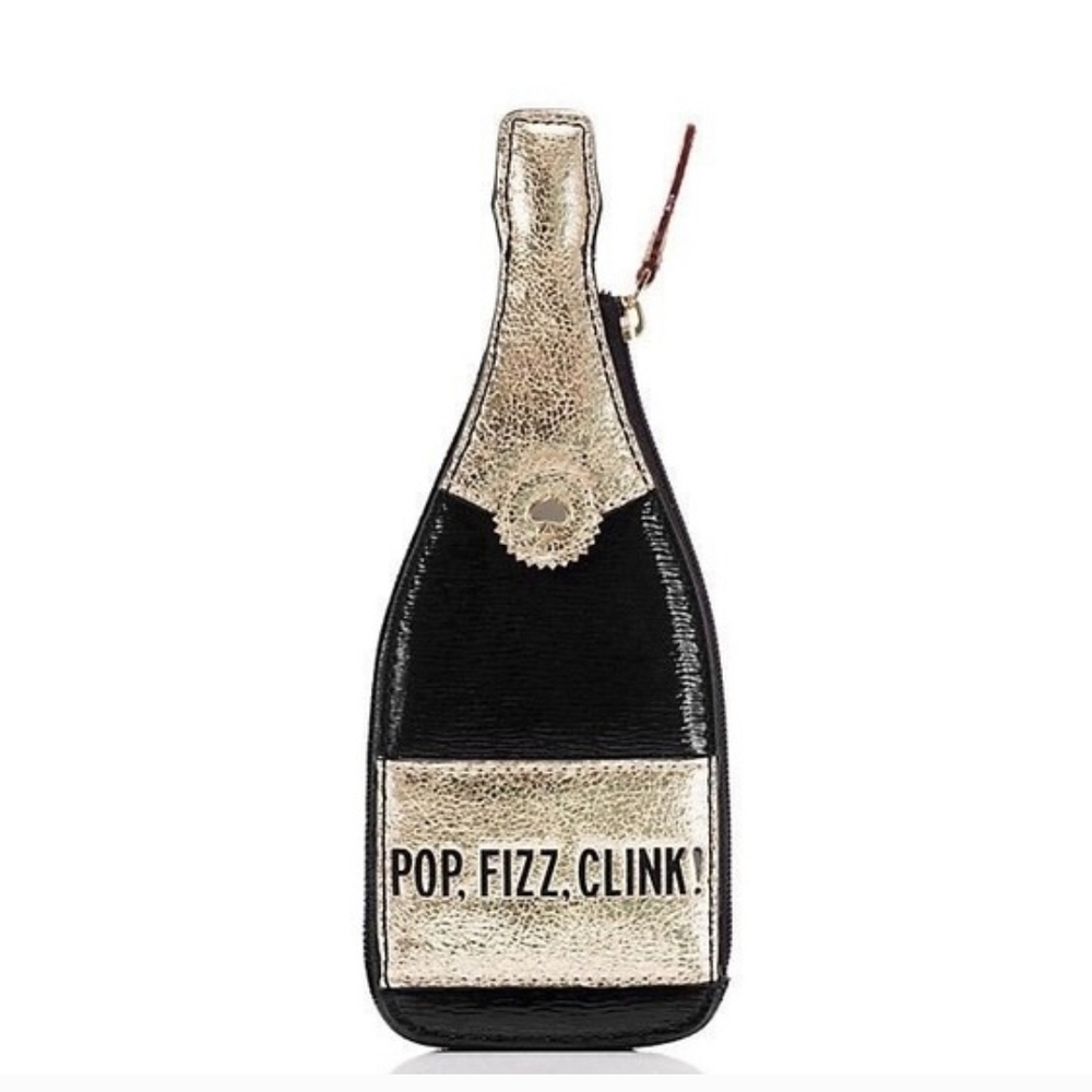 Kate Spade New York "Bubble Over" Champagne Bottle Coin Purse EUC